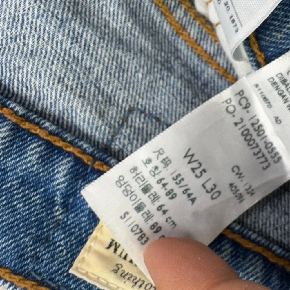 Levi's 501 Premium Jeans W25 L30 Blue Distressed High Rise Button Fly Denim